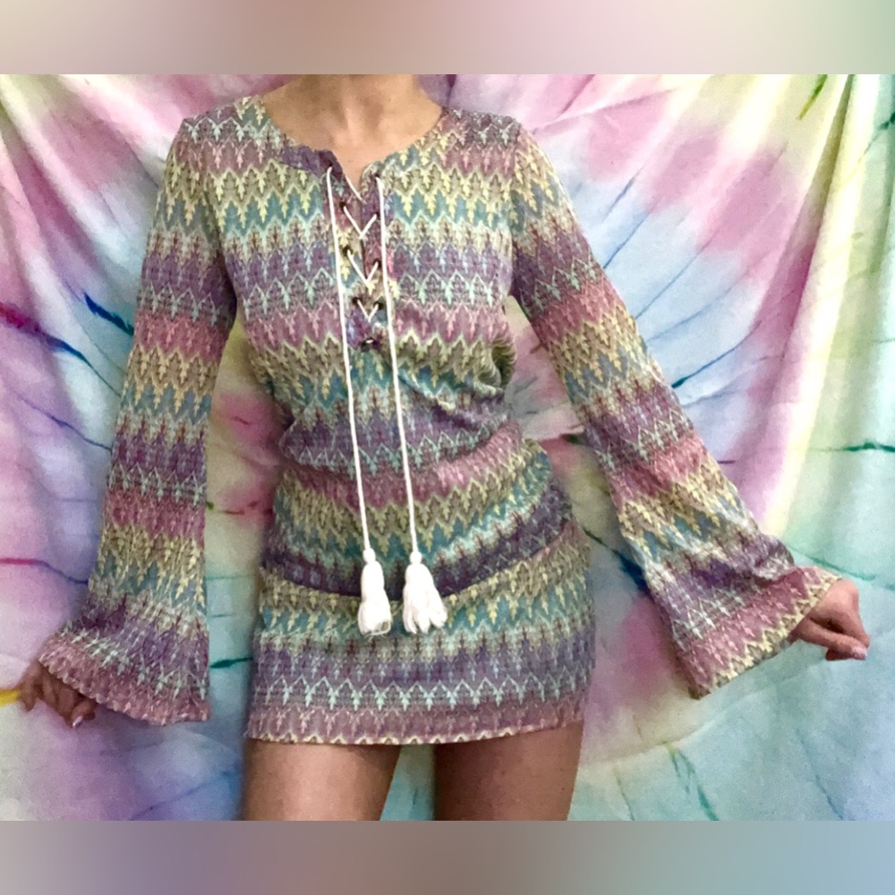 Rainbow Bell Sleeve Dress 💐